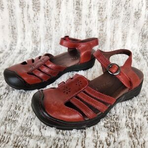 KEEN "Paradise" Comfort Strappy Leather Sandal Mary Jane Red | Women's Size 6